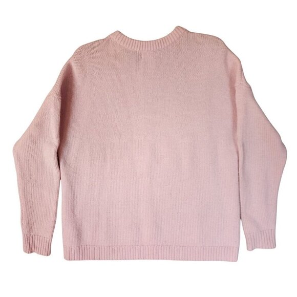 Treasure & Bond Something Navy Sweater Women Medium Pink Crew Neck Long Sleeves - Picture 3 of 9